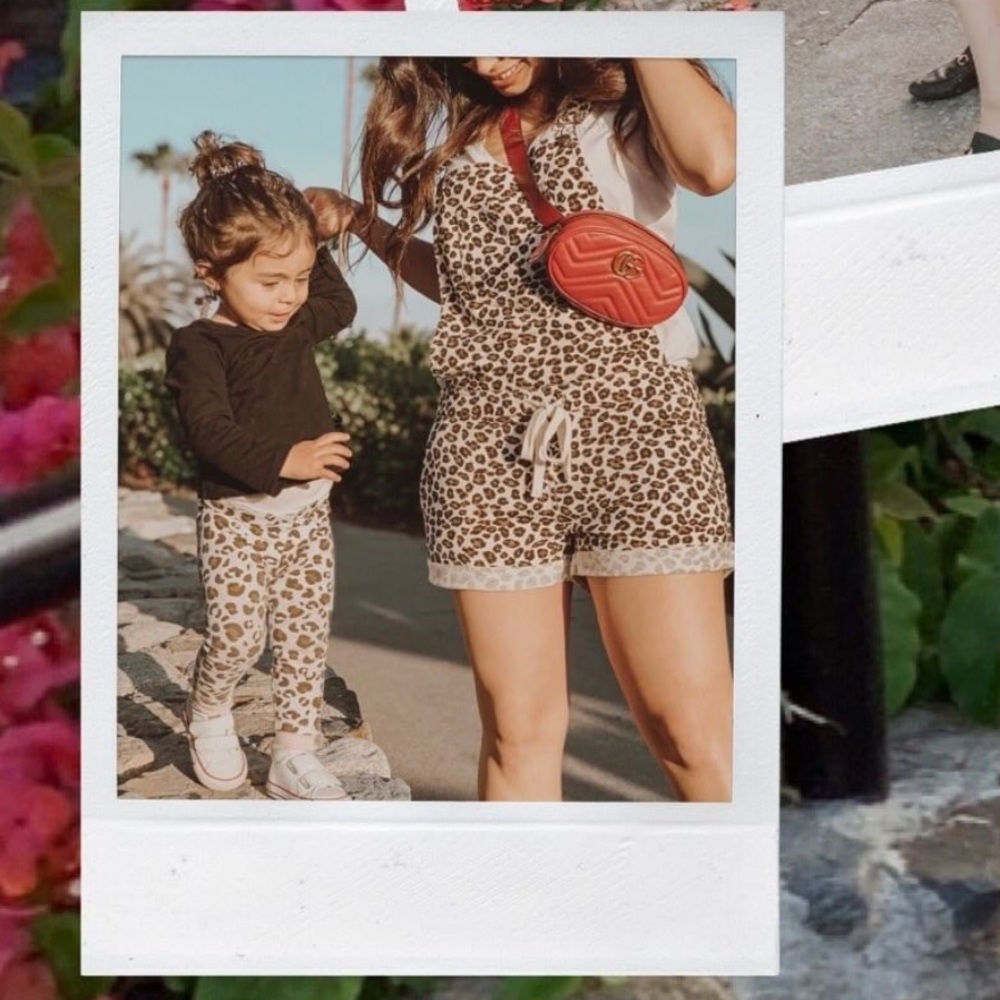 Leopard cotton short overalls